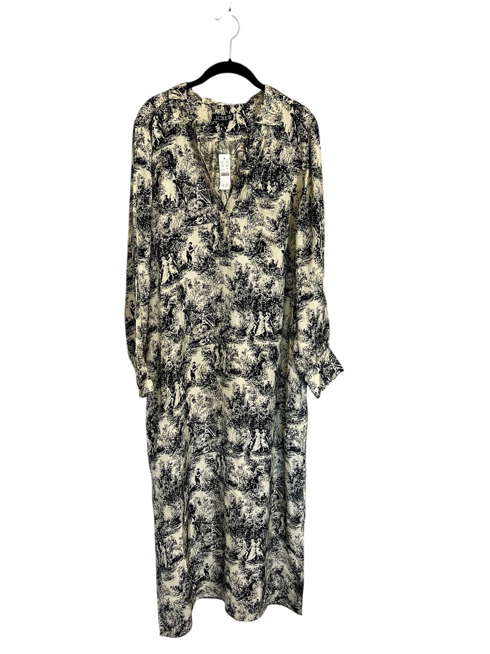 NWT J. Crew Bungalow long sleeve belted maxi dress toile drapey viscose twill L - Picture 4 of 15